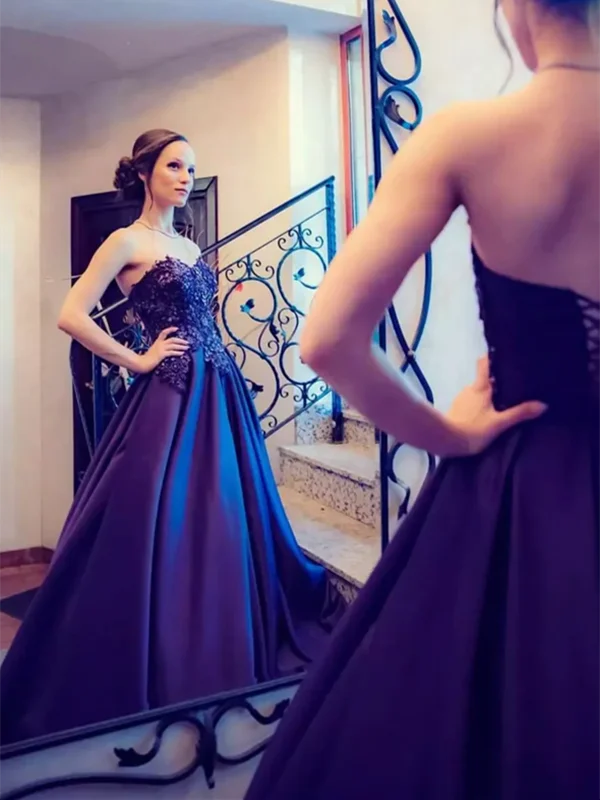 Blue Satin Lace Long Prom Dresses, Blue Satin Lace Long Formal Evening Dresses Tunics Cozy soft Blue Satin Lace Long Prom Dresses, Blue Satin Lace Long Formal Evening Dresses Tunics Cozy soft