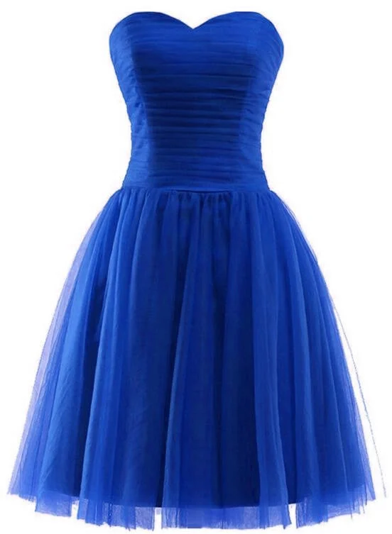 Blue Short Sweetheart Simple Party Dress, Blue Prom Dress Tunics Luxurious high-end