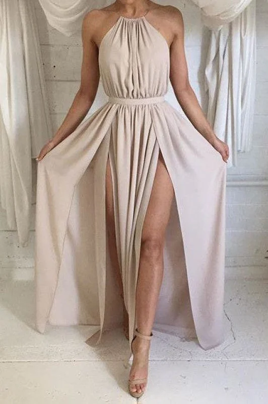 Bridelily Halter Front Spilt Backless Evening Gowns Sexy 2019 Summer Party Dresses Tunics Gym athletic Bridelily Halter Front Spilt Backless Evening Gowns Sexy 2019 Summer Party Dresses Tunics Gym athletic