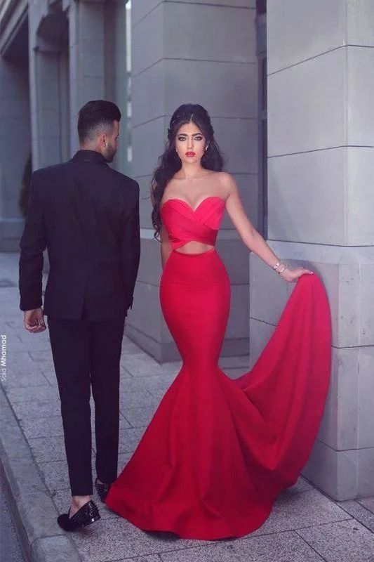 Bridelily New Arrival Sexy Mermaid Sweetheart Sleeveless Red Long Evening Dresses Turtleneck Neckline Stylish Bridelily New Arrival Sexy Mermaid Sweetheart Sleeveless Red Long Evening Dresses Turtleneck Neckline Stylish