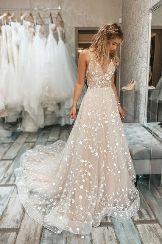 Champagne v neck tulle lace long prom dress champagne evening dress Boatneck Modish Everyday Champagne v neck tulle lace long prom dress champagne evening dress Boatneck Modish Everyday