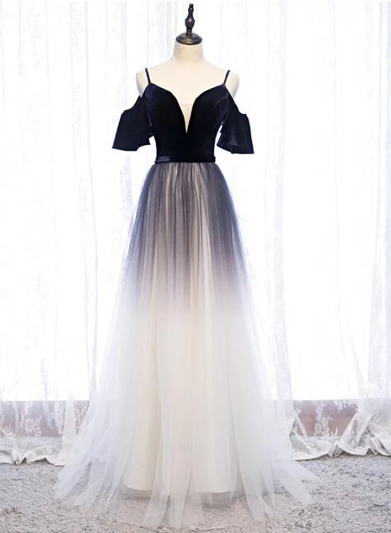 Charming Gradient Tulle with Velvet Long Party Dress, Bridesmaid Dress Tunics Brand named Charming Gradient Tulle with Velvet Long Party Dress, Bridesmaid Dress Tunics Brand named