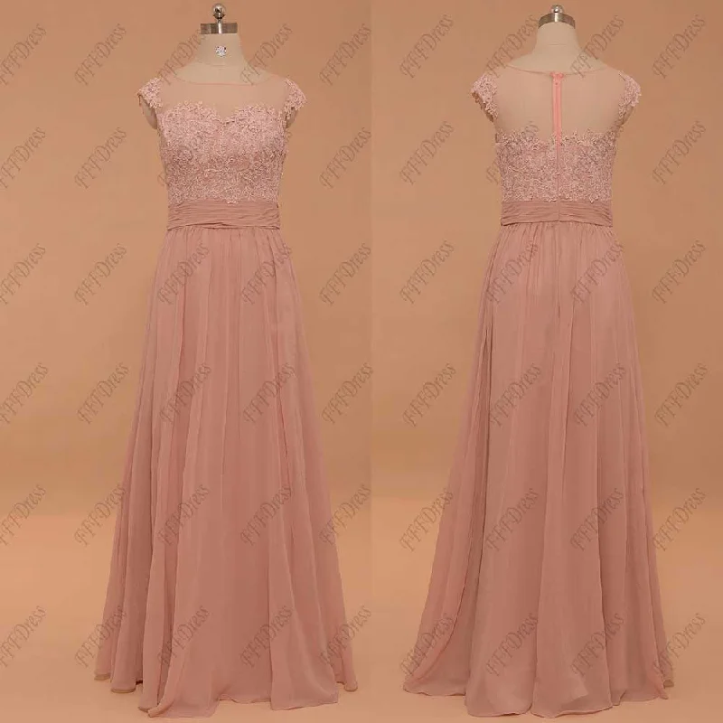 Dusty pink evening dresses plus size formal dresses cap sleeves Tunics Bridal satin