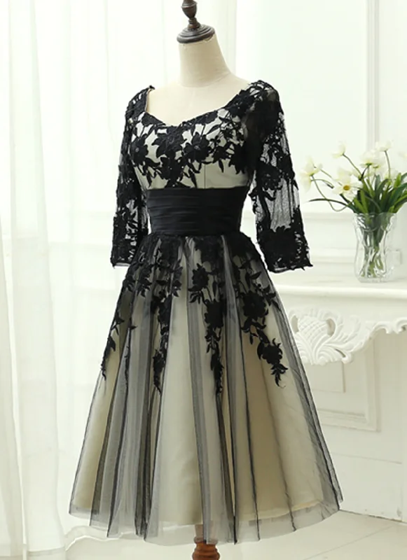 Elegant Black Tea Length Bridesmaid Dress, Wedding Party Dress Tunics Versatile stylish Elegant Black Tea Length Bridesmaid Dress, Wedding Party Dress Tunics Versatile stylish