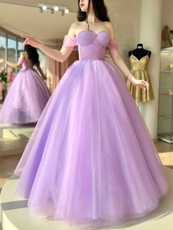 Elegant Off Shoulder Purple Tulle Long Prom Dresses, Off the Shoulder Lilac Formal Dresses,Sweetheart Neck Lavender Evening Dresses Pencil Length Work Elegant Off Shoulder Purple Tulle Long Prom Dresses, Off the Shoulder Lilac Formal Dresses,Sweetheart Neck Lavender Evening Dresses Pencil Length Work