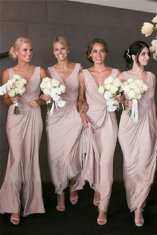 Elegant V-neck Sheath Pink Bridesmaid Dresses Long Party Dress for Maid of Honor OK1834 Tunics Yoga stretchy Elegant V-neck Sheath Pink Bridesmaid Dresses Long Party Dress for Maid of Honor OK1834 Tunics Yoga stretchy
