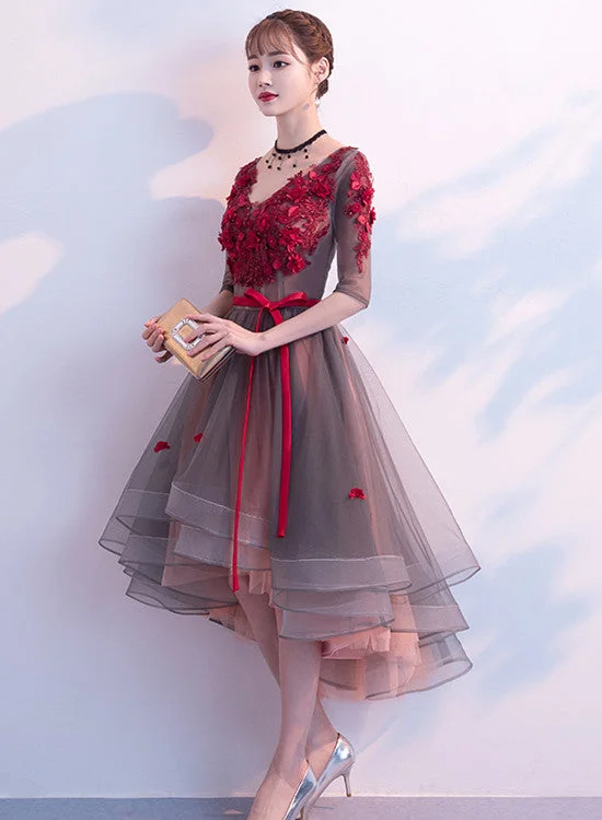 Fashionable High Low Tulle Layers Party Dress, Round Neckline Prom Dress Tunics Trousers formal Fashionable High Low Tulle Layers Party Dress, Round Neckline Prom Dress Tunics Trousers formal