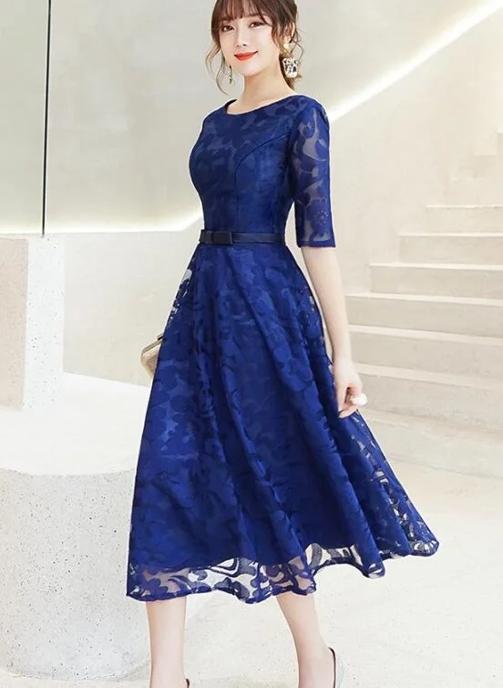 Fashionable Lace Blue Short Sleeves Bridesmaid Dress, Wedding Party Dress Tunics Corduroy durable Fashionable Lace Blue Short Sleeves Bridesmaid Dress, Wedding Party Dress Tunics Corduroy durable