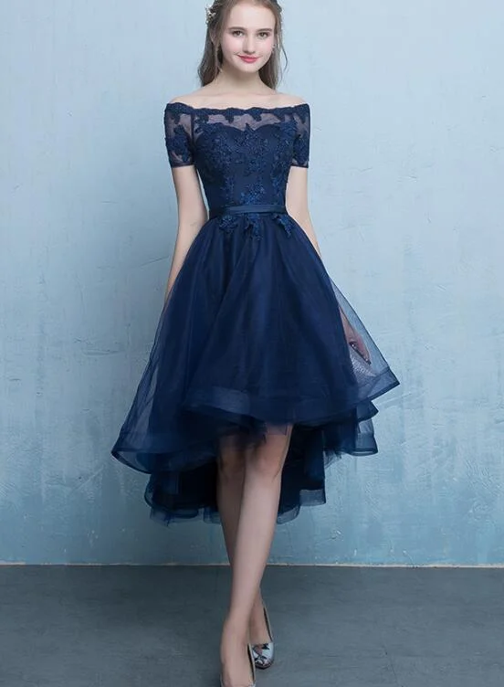 Fashionable Tulle High Low Party Dress ,Off Shoulder Homecoming Dress Tunics Fleece cozy Fashionable Tulle High Low Party Dress ,Off Shoulder Homecoming Dress Tunics Fleece cozy
