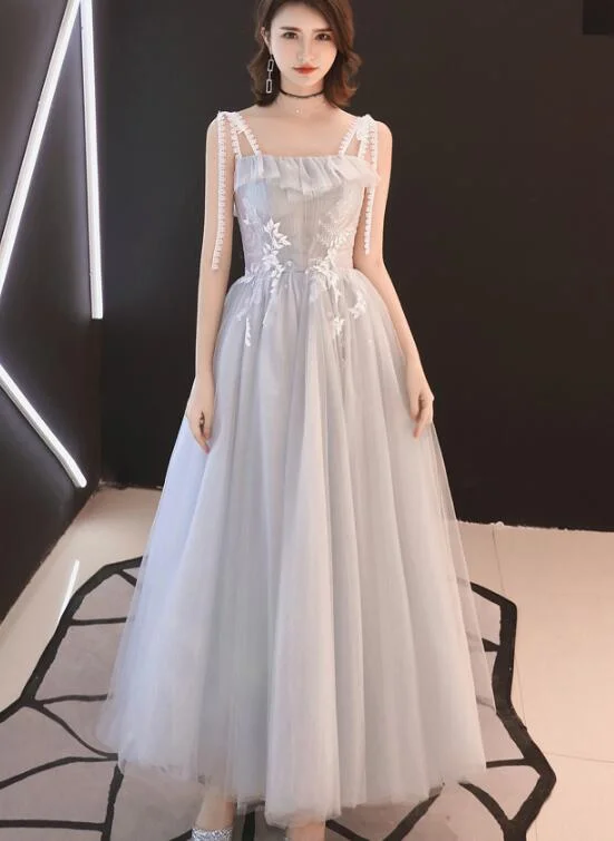 Lovely Grey Long Party Dress with Lace, Straps Wedding Party Dress Tunics Favorite customer Lovely Grey Long Party Dress with Lace, Straps Wedding Party Dress Tunics Favorite customer