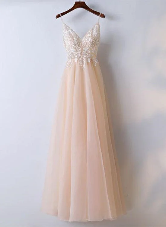 Lovely Light Pink Tulle V-neckline Long Party Dress, Party Dress Shift Classic Vintage Lovely Light Pink Tulle V-neckline Long Party Dress, Party Dress Shift Classic Vintage