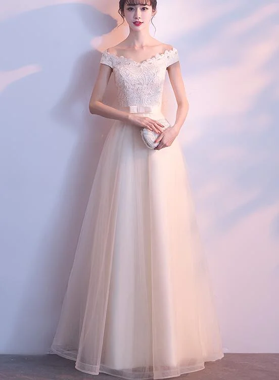 Lovely Off Shoulder A-Line Party Dress, Long Prom Dress Cowl Neckline Elegant