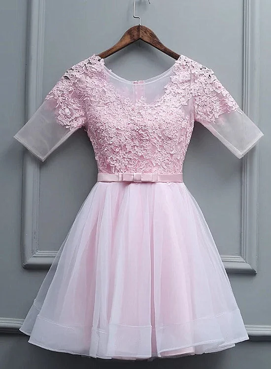 Lovely Pink Tulle Short Party Dress, Pink Homecoming Dress Tunics Brand named