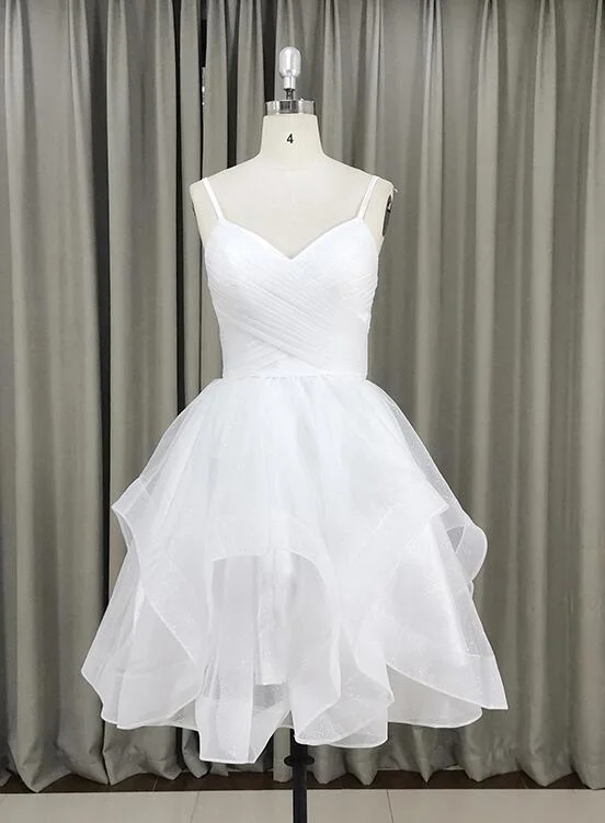 Lovely White Tulle V-neckline Short Party Dress,Homecoming Dress Tunics Canvas sturdy Lovely White Tulle V-neckline Short Party Dress,Homecoming Dress Tunics Canvas sturdy
