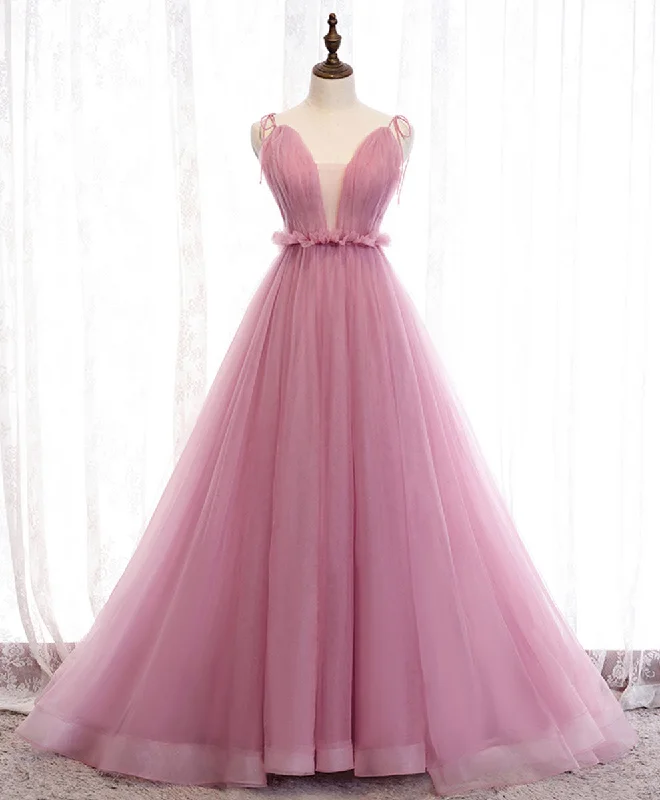 Pink V Neck Long Prom Dress, Aline Pink Formal Evening Dresses Tunics Mesh breathable Pink V Neck Long Prom Dress, Aline Pink Formal Evening Dresses Tunics Mesh breathable
