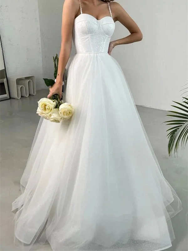 Shiny Tulle Sweetheart Neck White Long Prom Dresses, Long White Formal Graduation Evening Dresses Tunics Mesh breathable Shiny Tulle Sweetheart Neck White Long Prom Dresses, Long White Formal Graduation Evening Dresses Tunics Mesh breathable