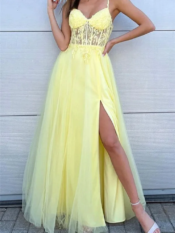 V Neck Blue/Pink/Yellow Lace Long Prom Dress with High Slit, Blue/Pink/Yellow Lace Formal Graduation Evening Dress Tunics Fall fleece V Neck Blue/Pink/Yellow Lace Long Prom Dress with High Slit, Blue/Pink/Yellow Lace Formal Graduation Evening Dress Tunics Fall fleece