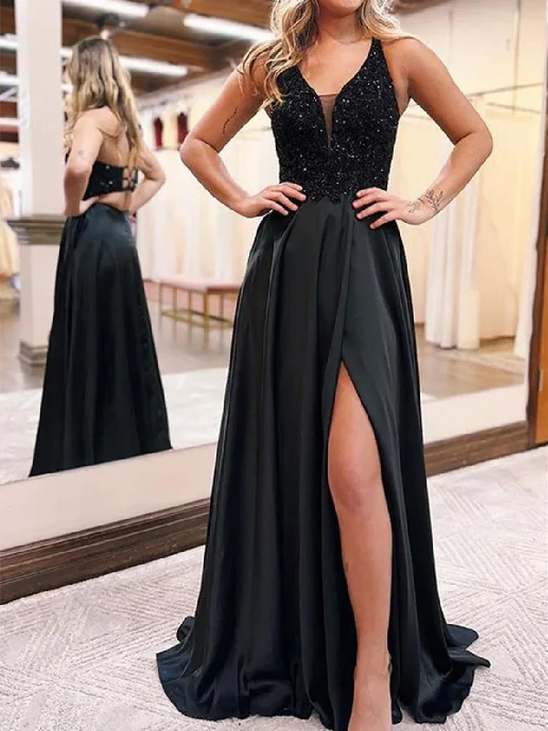 V Neck Dark Green Sequins Long Prom Dress with High Slit, Long Dark Green Formal Graduation Evening Dress with Pocket Tunics Stylish modern V Neck Dark Green Sequins Long Prom Dress with High Slit, Long Dark Green Formal Graduation Evening Dress with Pocket Tunics Stylish modern