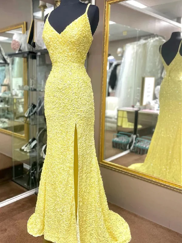 V Neck Yellow Hot Pink Mermaid Long Prom Dresses, Hot Pink Yellow Mermaid Formal Evening Dresses Tunics Velvet soft V Neck Yellow Hot Pink Mermaid Long Prom Dresses, Hot Pink Yellow Mermaid Formal Evening Dresses Tunics Velvet soft