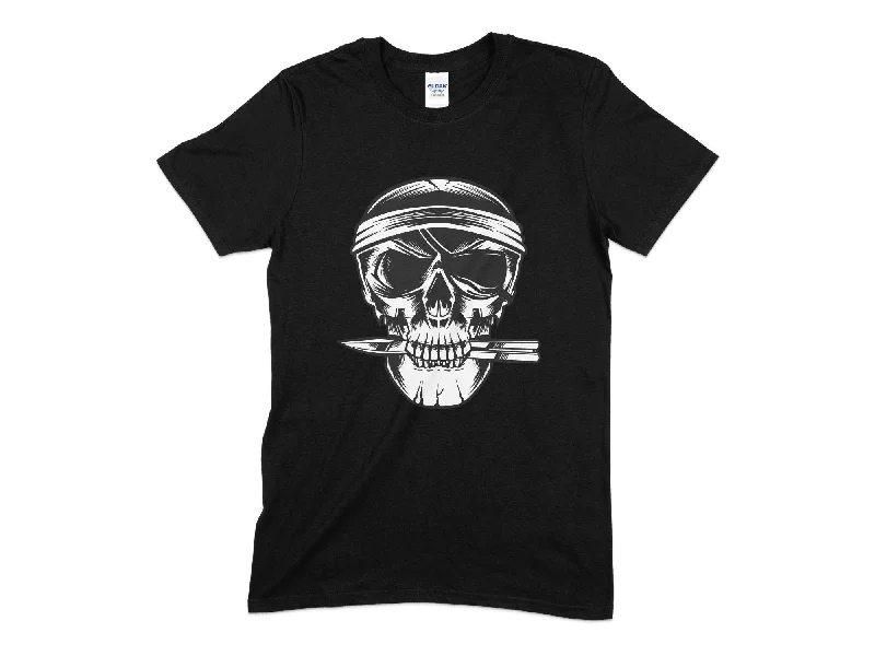 Pirate skull Unisex T-Shirt Welt Pockets Slit Pockets Flap Pockets