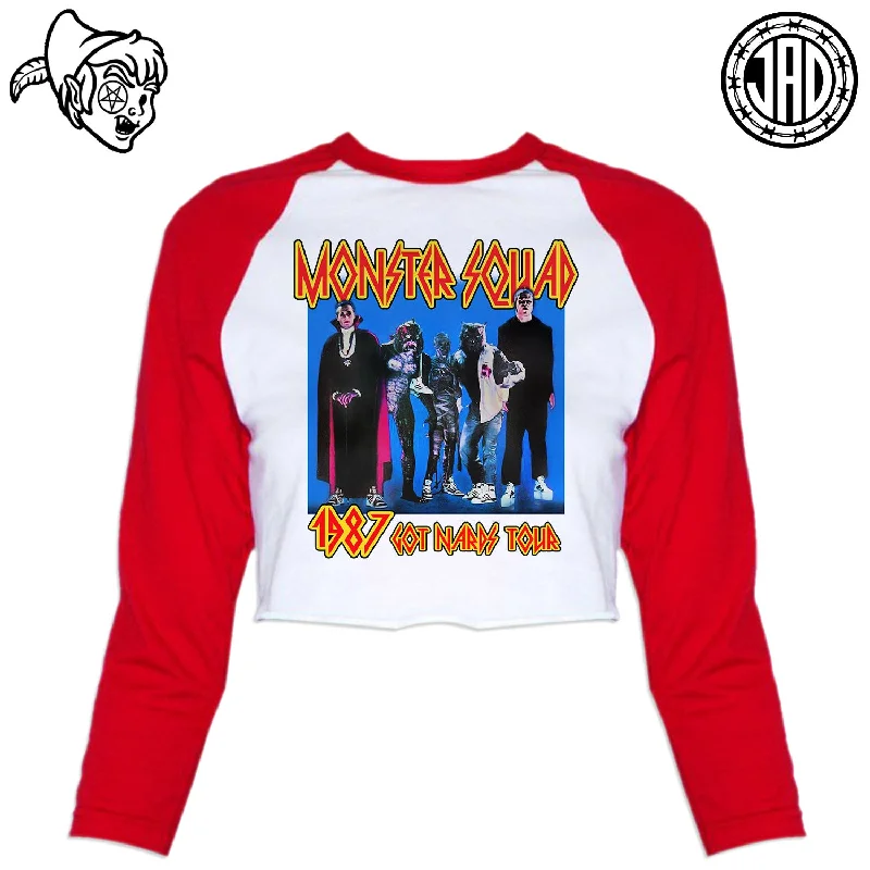 1987 Got Nards Tour - Women's Cropped Baseball Tee Beaded Sequined Faux Fur