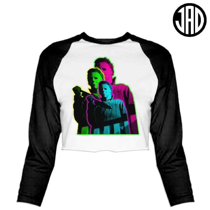 31 Layers V2 - Women's Cropped Baseball Tee Front Pockets Side Pockets Patch Pockets