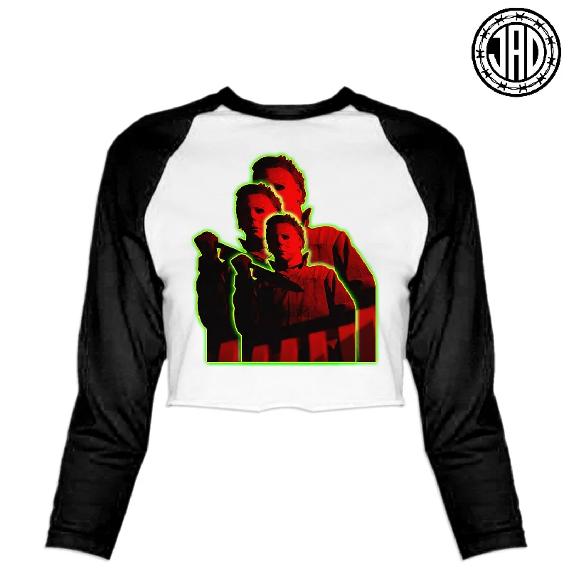 31 Layers - Women's Cropped Baseball Tee Print Jacquard Patchwork