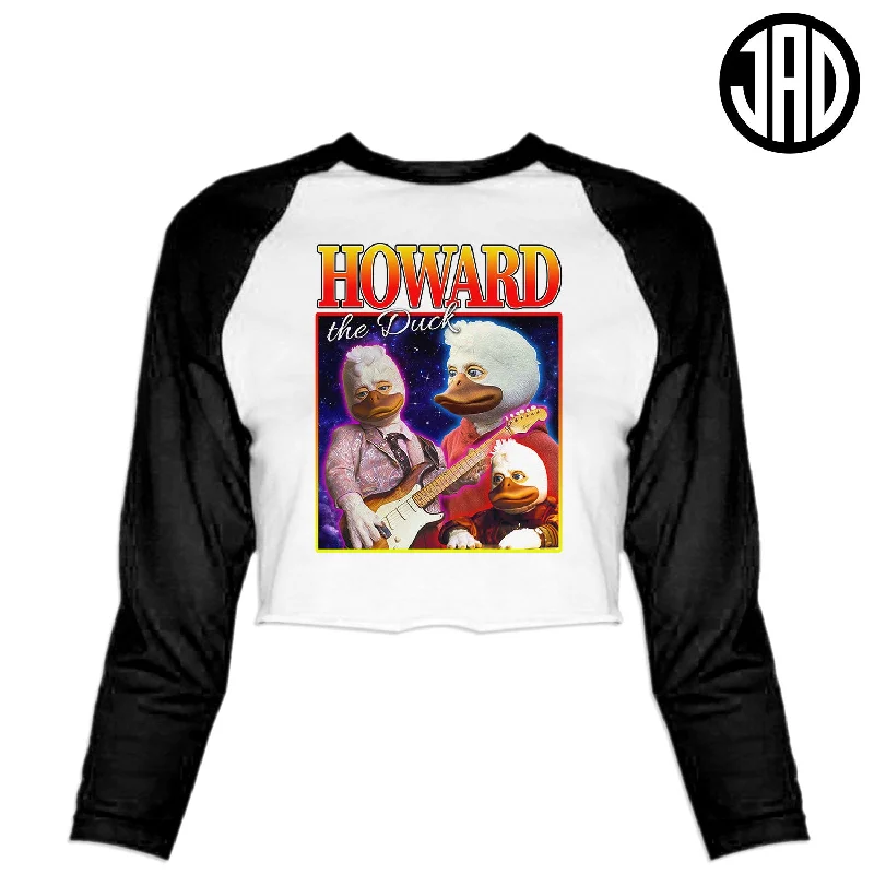 90's Howard - Women's Cropped Baseball Tee Beaded Sequined Faux Fur