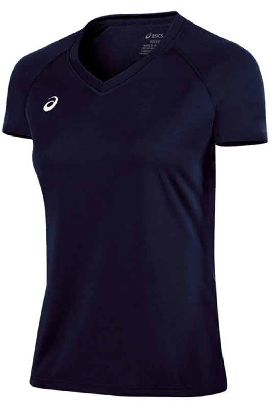 Asics Women's Circuit 8 Warm-Up Shirt XT3261 Navy Rayon Velvet Corduroy