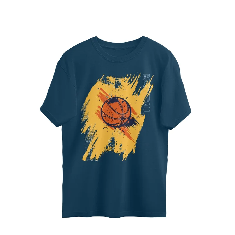 Basketball - Unisex Oversized T-shirt Hooded Caped Shawl Collar
