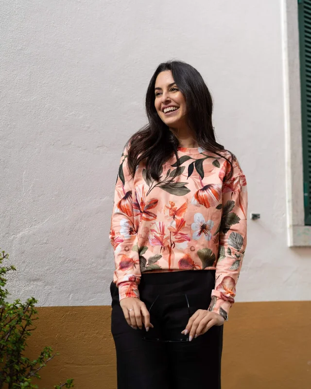 Casual Chic Print Shirt Siesta Orange Hooded Caped Shawl Collar