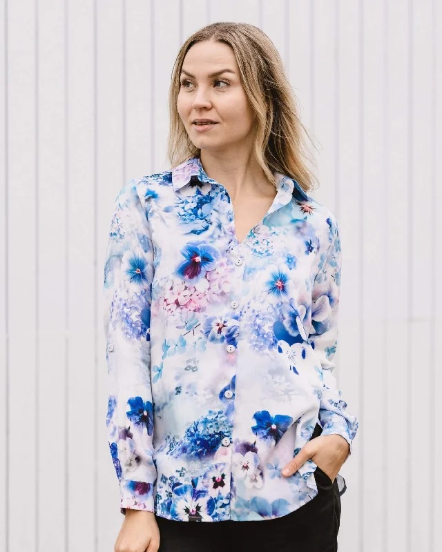 Chloe Button-up Shirt Lush Blue Sequined Glittery Shiny