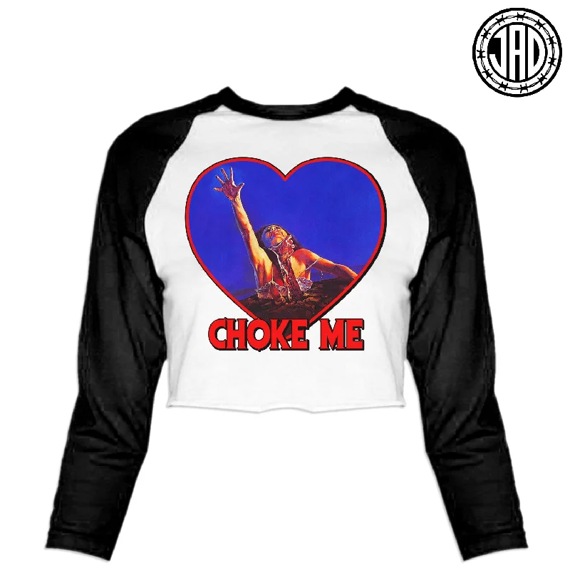 Choke Me Dead - Women's Cropped Baseball Tee Faux Fur Fabric Real Fur Fabric Shearling Fabric Choke Me Dead - Women's Cropped Baseball Tee Faux Fur Fabric Real Fur Fabric Shearling Fabric