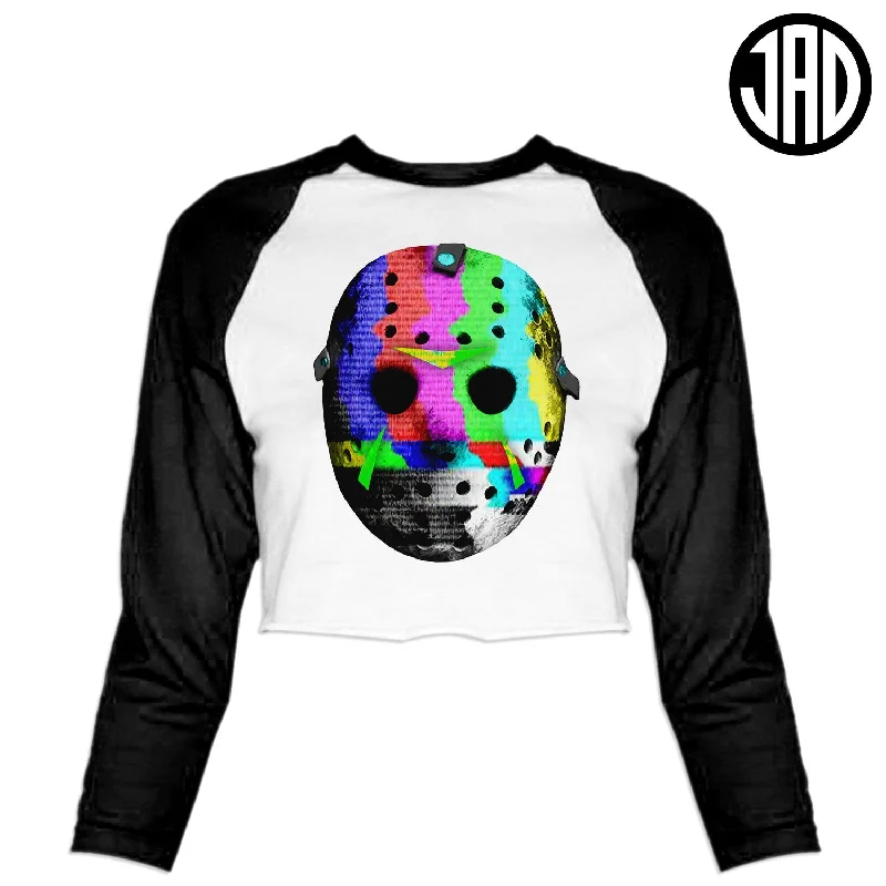 Mask Static - Women's Cropped Baseball Tee Silk Blend Satin Velvet