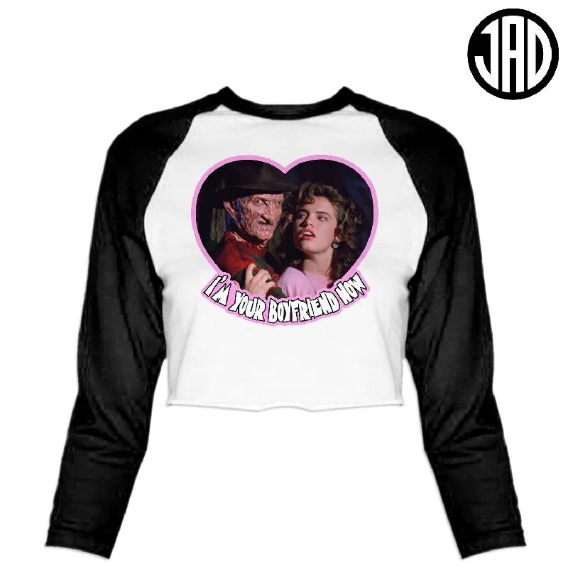 I'm Your Boyfriend Now - Women's Cropped Baseball Tee Fitted T-Shirt Seamless Stretchy I'm Your Boyfriend Now - Women's Cropped Baseball Tee Fitted T-Shirt Seamless Stretchy