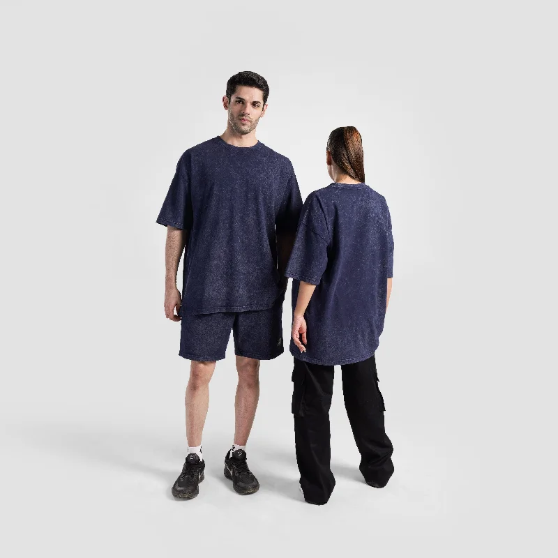 Core Stone Wash Tee (Navy) Fleece Nylon Spandex