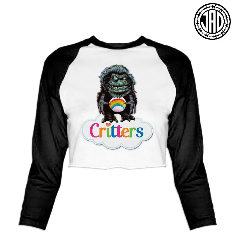 CritterBears -  Women's Cropped Baseball Tee Graphic T-Shirt Round Neck Polyester