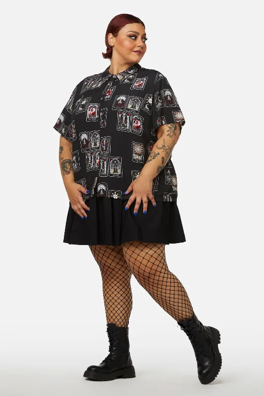 Curve Tarot Spread Printed Shirt Zippered Front Buttoned Front Snap Front