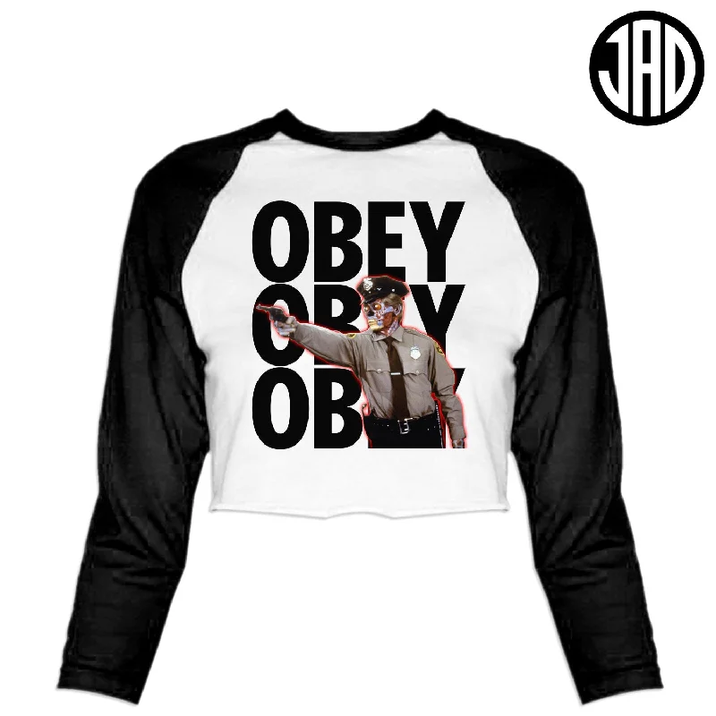 Do Not Question Authority - Women's Cropped Baseball Tee Seamless Knitted Crochet