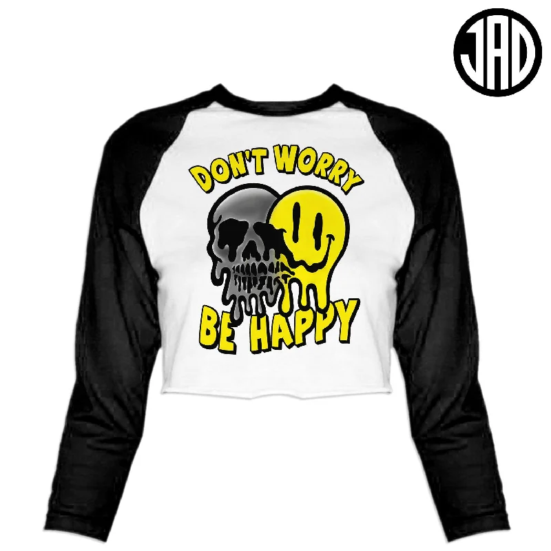 Don't Worry - Women's Cropped Baseball Tee Terry Blend Velvet Blend Canvas Blend