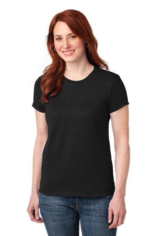 Gildan Ladies Gildan Performance T Shirt 42000L Black Graphic T-Shirt Round Neck Polyester