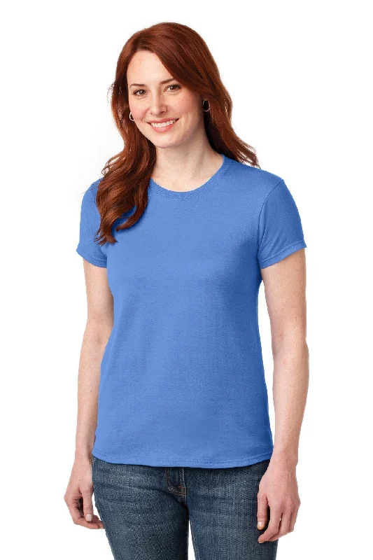 Gildan Ladies Gildan Performance T Shirt 42000L Carolina Blue Zippered Front Buttoned Front Snap Front