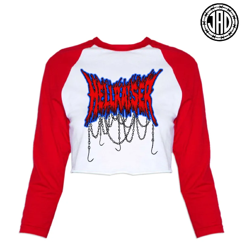Hellraiser Hardcore -  Women's Cropped Baseball Tee Hooded Caped Shawl Collar