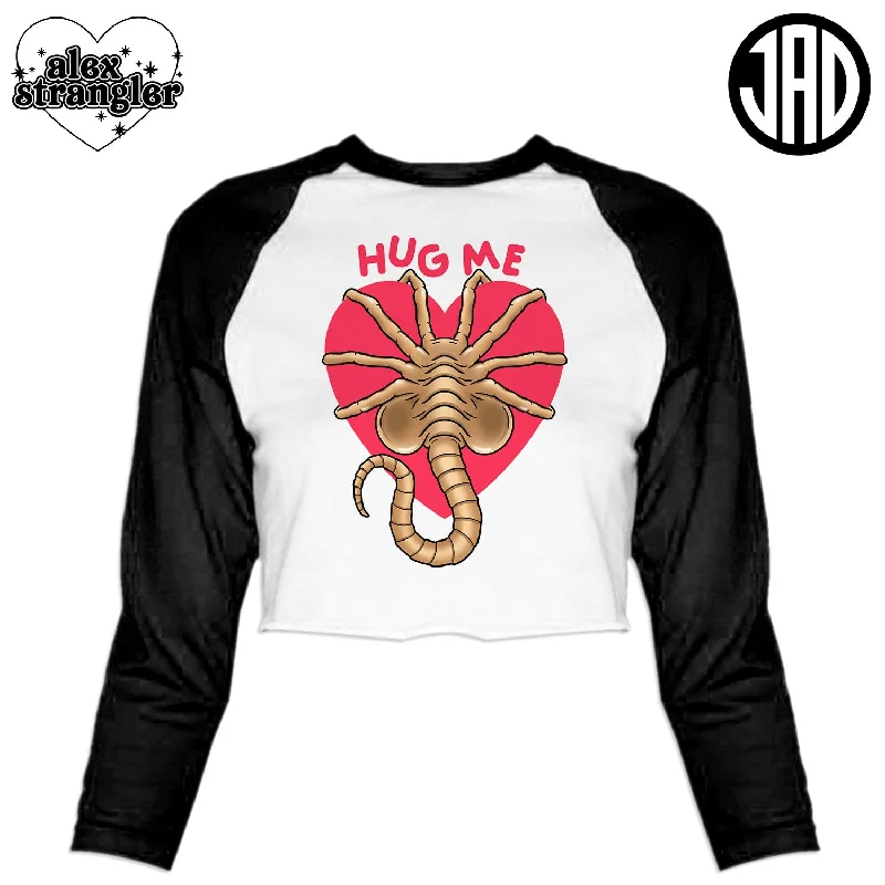 Hug Me - Women's Cropped Baseball Tee Handmade Hand-knitted Hand-woven
