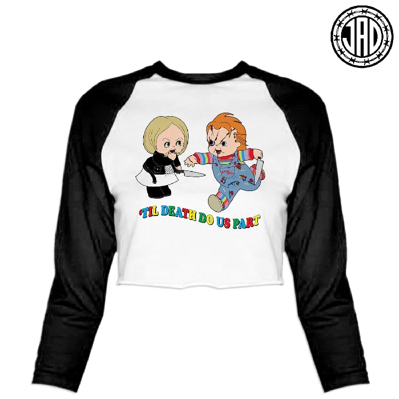 Killer Cuties - Women's Cropped Baseball Tee Print Jacquard Patchwork
