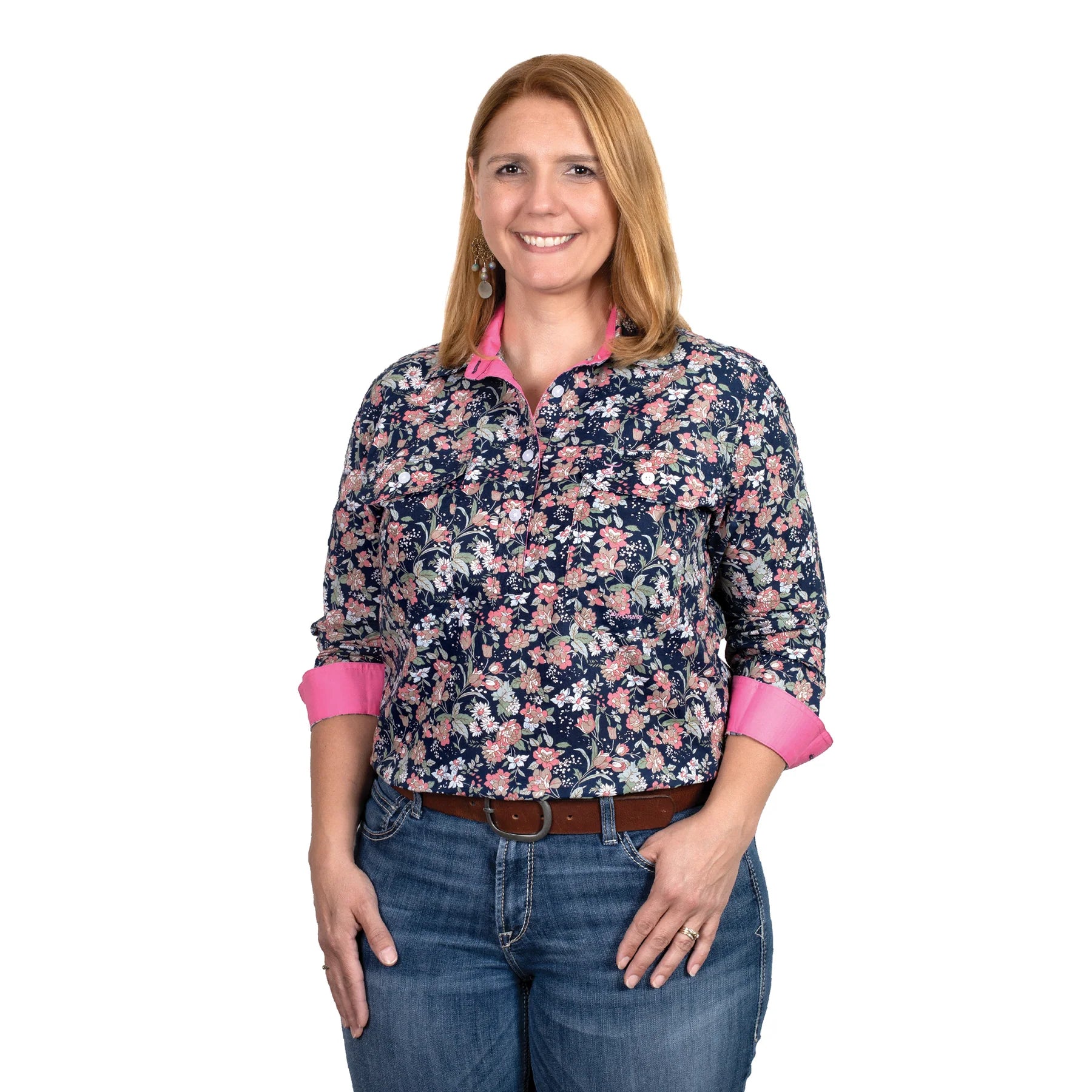 LADIES JUST COUNTRY GEORGIE 1/2 BUTTON WORKSHIRT Jersey Fabric Tulle Fabric Batik Fabric LADIES JUST COUNTRY GEORGIE 1/2 BUTTON WORKSHIRT Jersey Fabric Tulle Fabric Batik Fabric