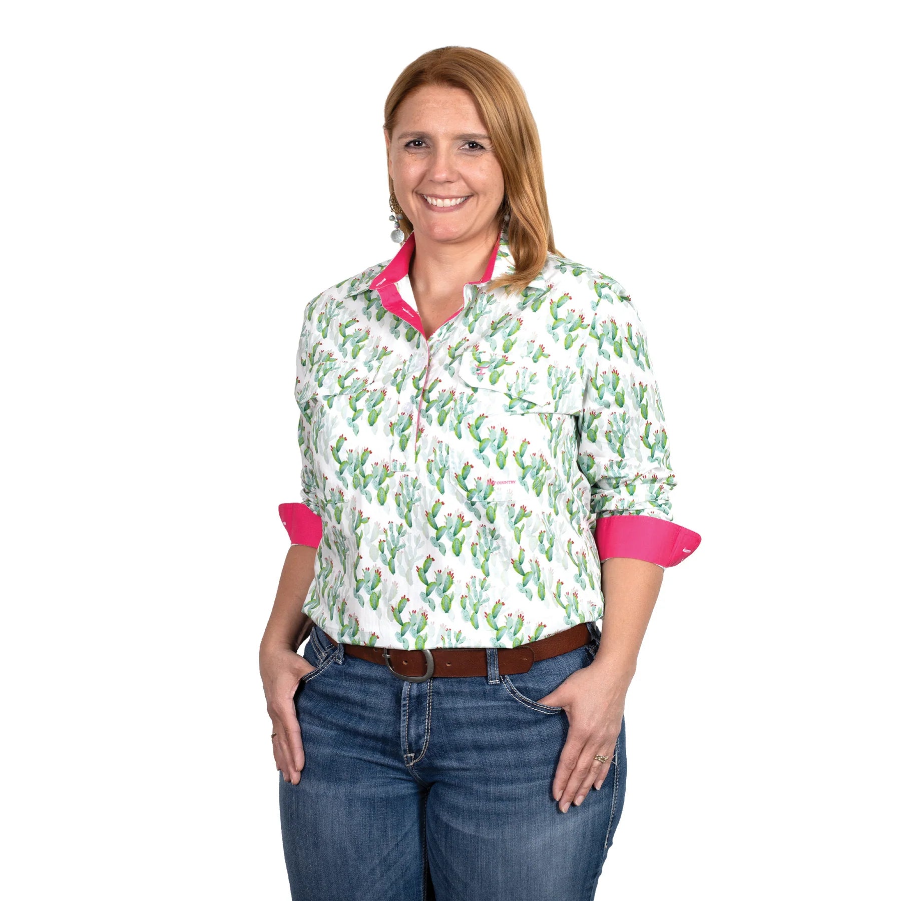 LADIES JUST COUNTRY GEORGIE 1/2 BUTTON WORKSHIRT Sequined Glittery Shiny