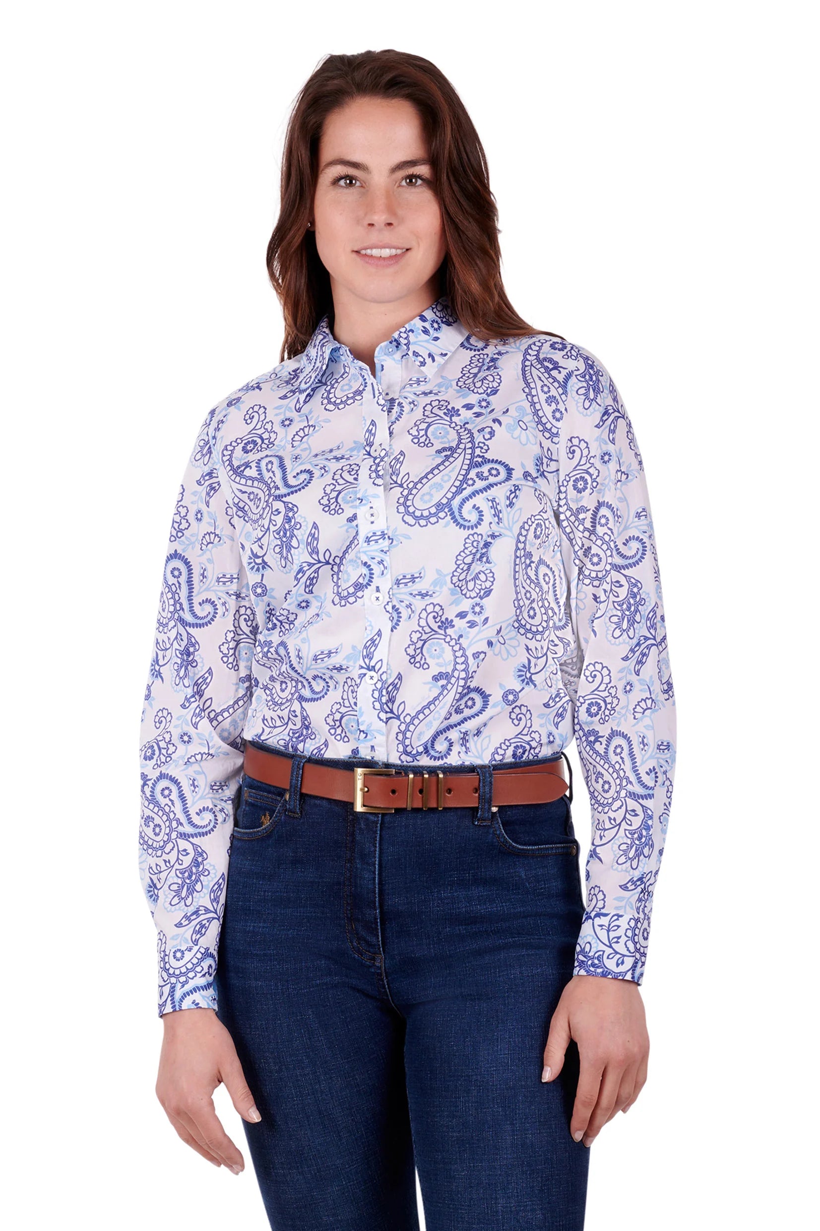 LADIES THOMAS COOK PIPER L/S SHIRT Houndstooth Herringbone Solid