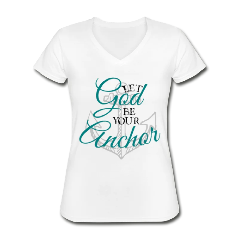 Let God Be Your Anchor V-Neck Tee Silk Blend Satin Velvet