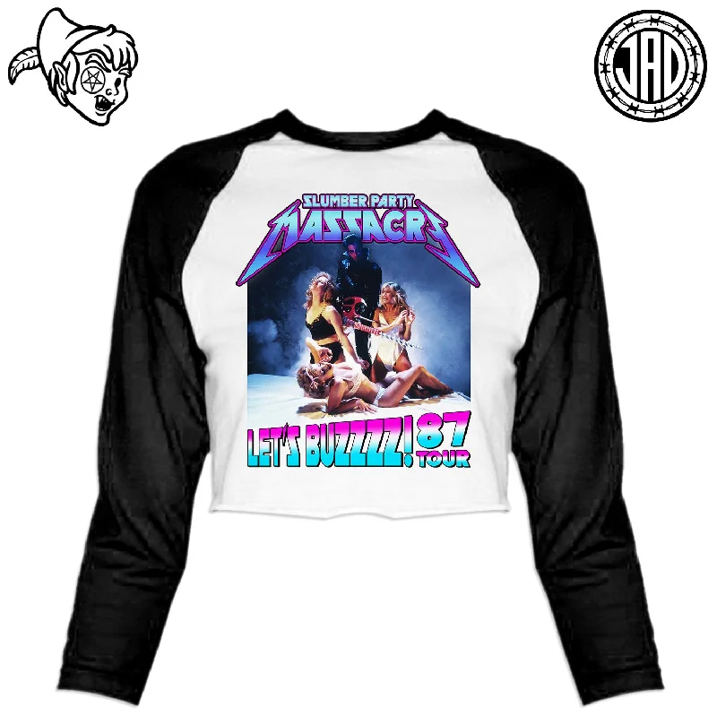 Let's Buzzzz! 1987 Tour - Women's Cropped Baseball Tee Graphic T-Shirt Round Neck Polyester Let's Buzzzz! 1987 Tour - Women's Cropped Baseball Tee Graphic T-Shirt Round Neck Polyester
